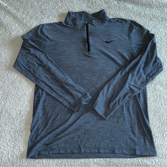Nike Men's Long Sleeve Quarter Zip Shirt - Charcoal - Picture 1 of 6